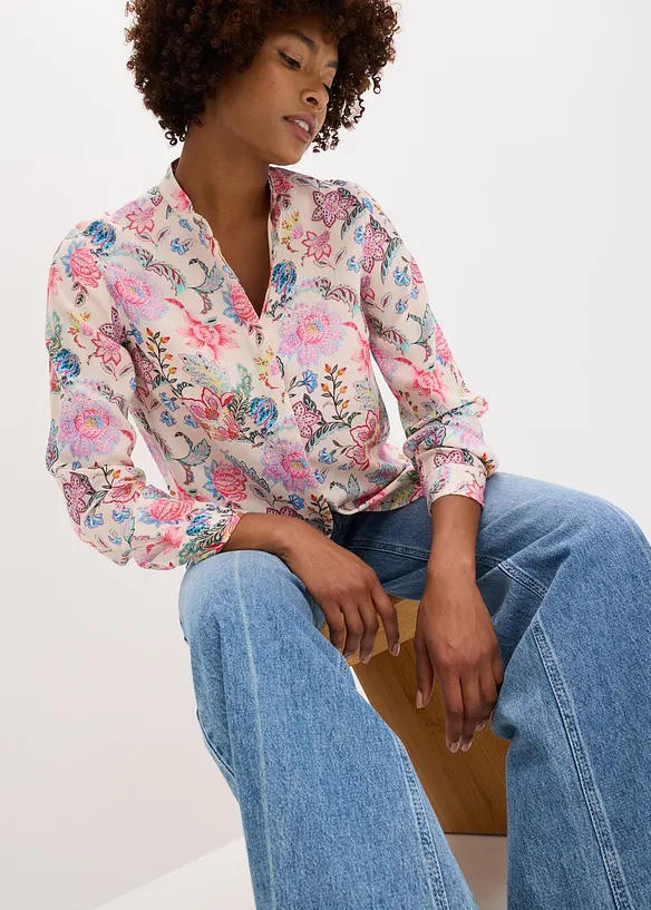Bluse med blomsterprint, bonprix