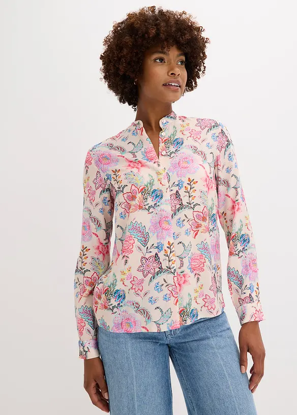Bluse med blomsterprint, bonprix