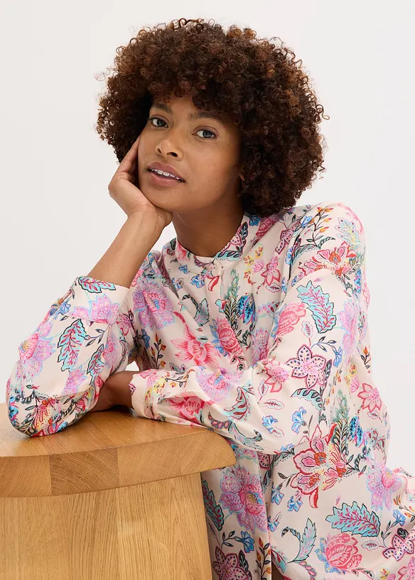 Bluse med blomsterprint, bonprix