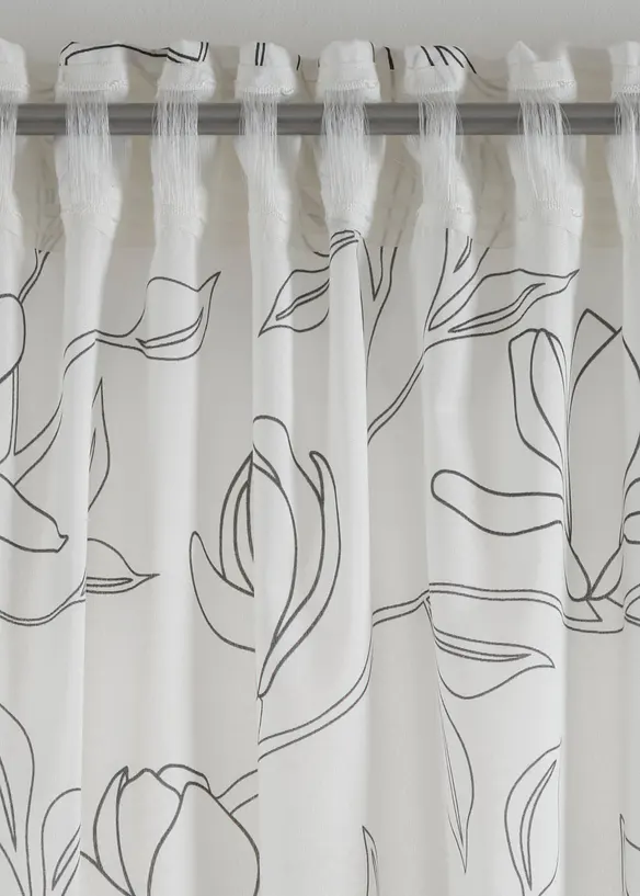 Gardin av resirkulert polyester med bladprint (1-pack), bonprix