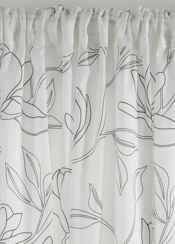 Gardin av resirkulert polyester med bladprint (1-pack), bonprix