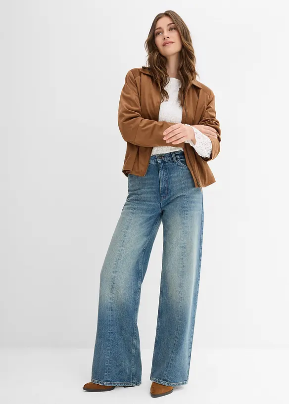 Loose Straight-jeans High Waist, Low Stretch, bonprix