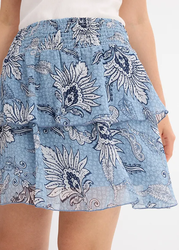 Volangskjørt i strukturert chiffon, bonprix