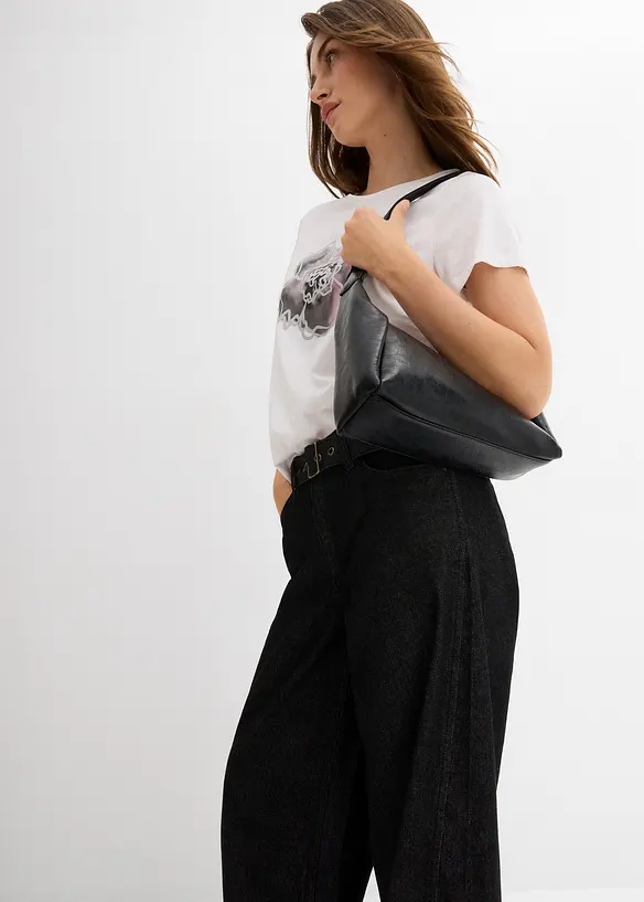 Barrel-jeans, Mid Waist med belte, bonprix