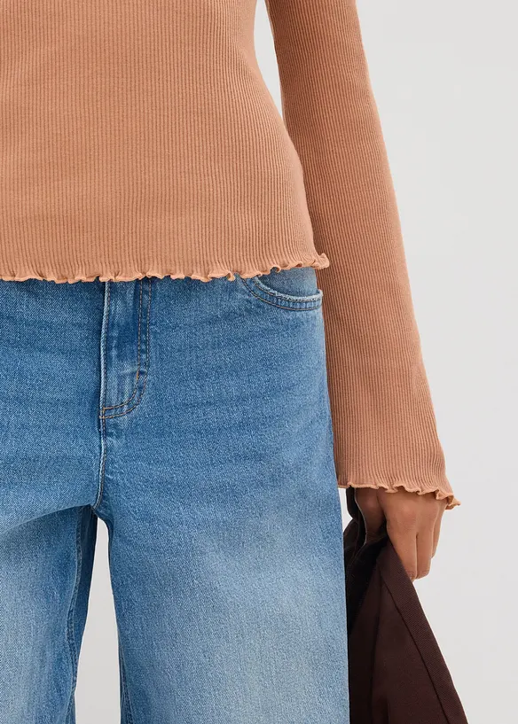 Ribbet topp i 100% bomull, bonprix
