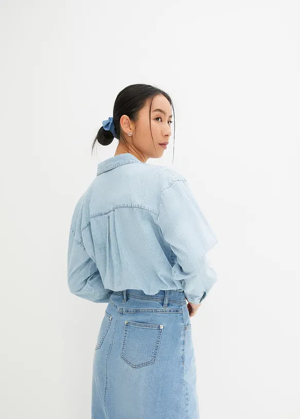 Denimskjørt med stretch, High Waist, bonprix
