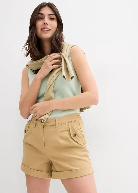 Shorts i twill med høy midje, bonprix