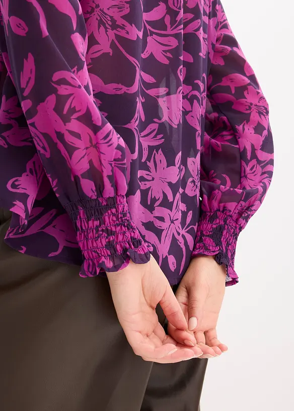 Chiffonbluse med vaflede detaljer, bonprix