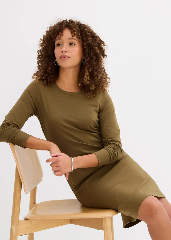 Figurnær jerseykjole i bomull med stretch (2-pack), bonprix