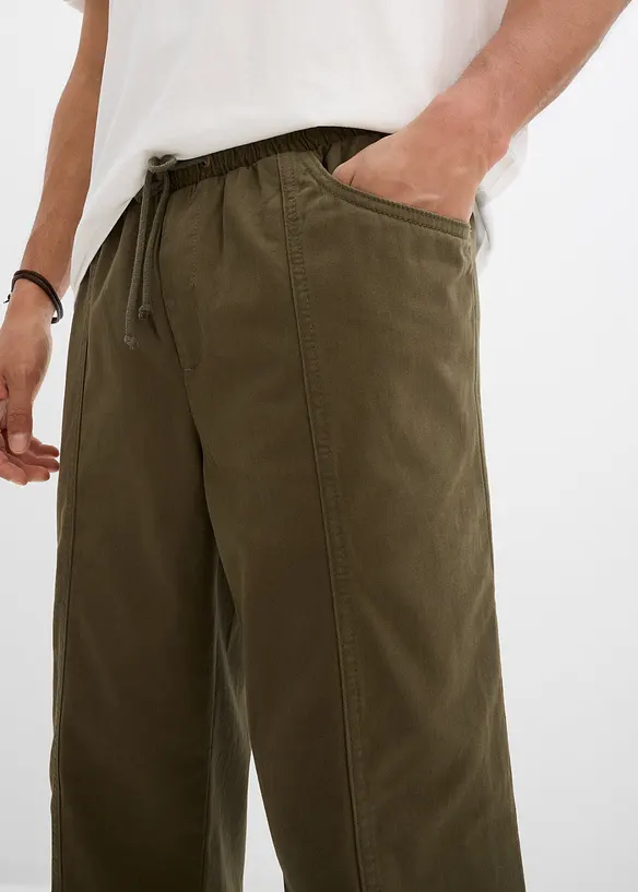 Classic Fit-pull on-bukse i lett bomull, Straight, bonprix