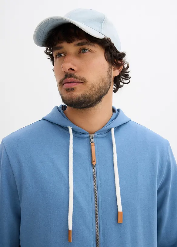 Sweatjakke med hette, med resirkulert polyester, bonprix