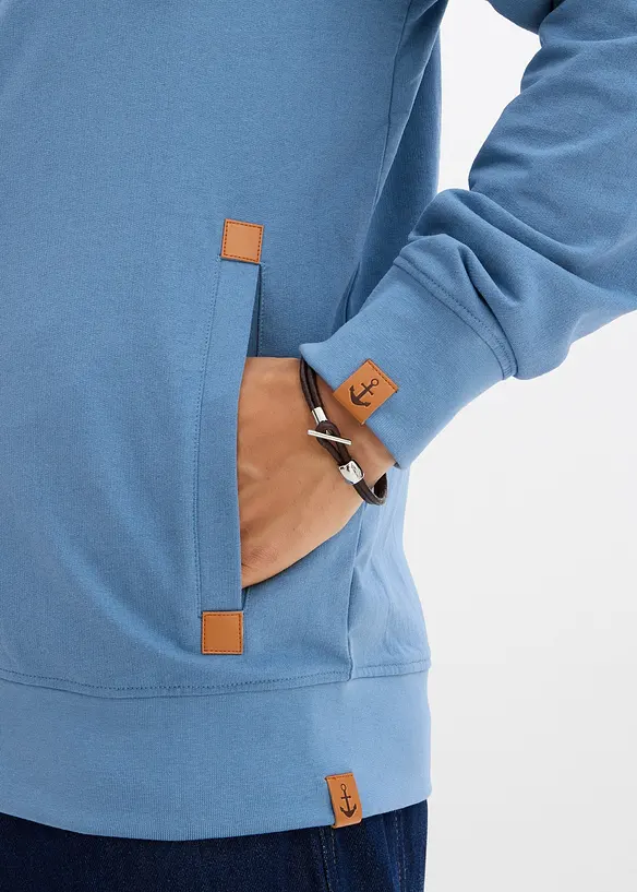 Sweatjakke med hette, med resirkulert polyester, bonprix