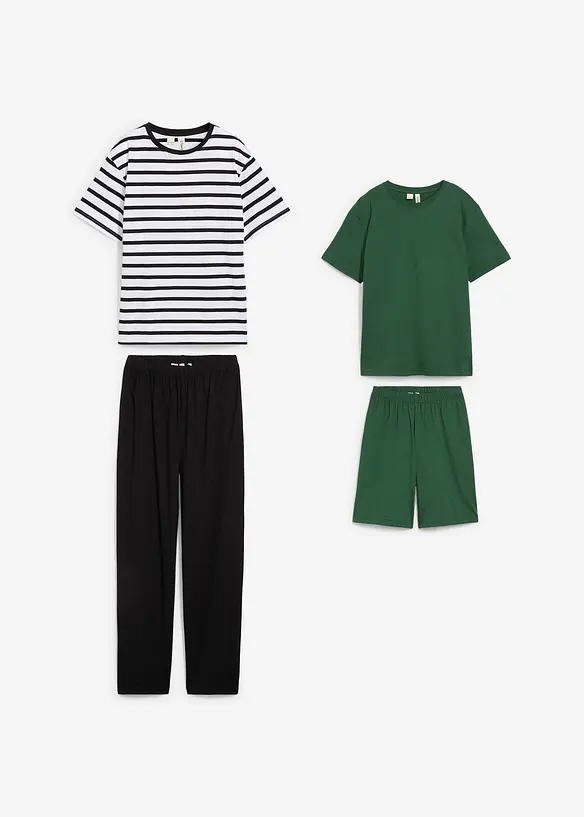 Pyjamas og kort pyjamas med myk økologisk bomull (4-delt sett), bonprix