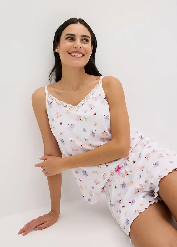 Kort pyjamas i ribbemateriale, bonprix