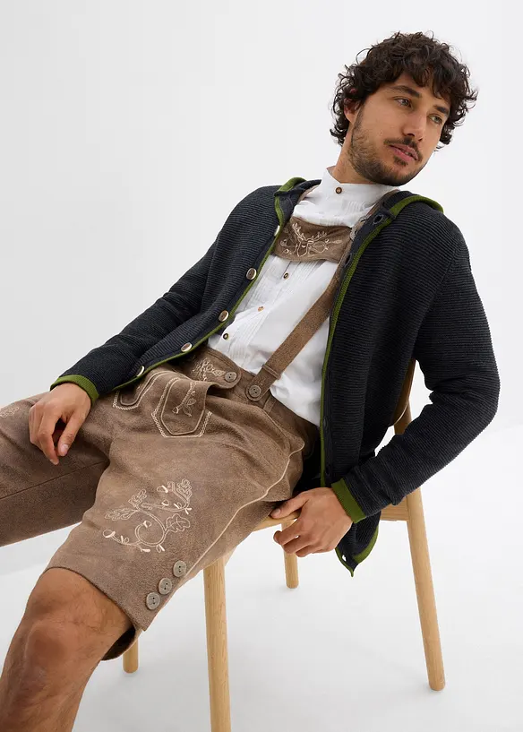 Cardigan i tyrolerjakke-stil med hette, bonprix