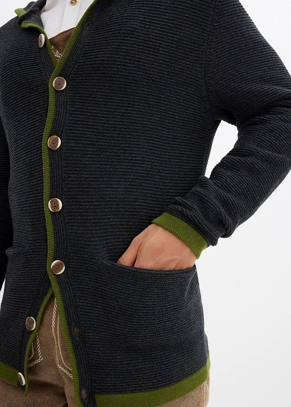Cardigan i tyrolerjakke-stil med hette, bonprix