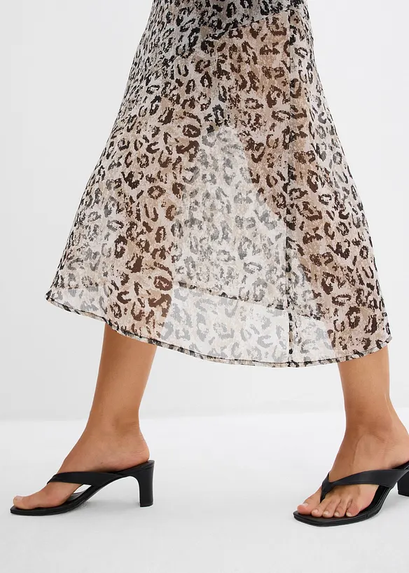 Midiskjørt av fin chiffon, bonprix