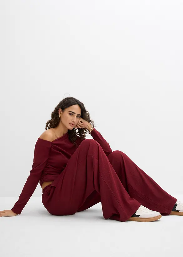 Slip on-bukse av strukturert krepp, bonprix
