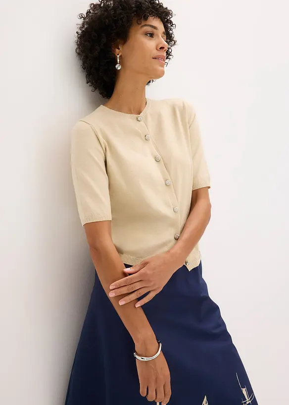 Finstrikket cardigan i lett viskosemiks, bonprix