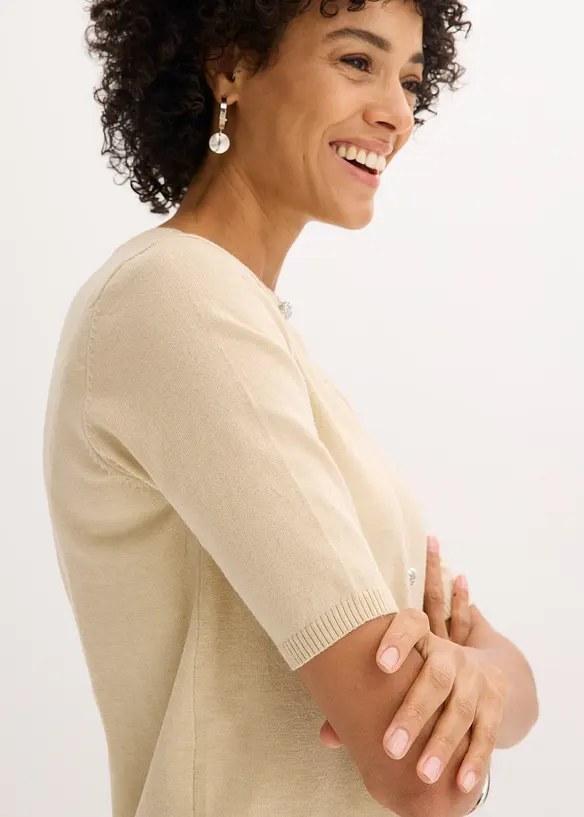 Finstrikket cardigan i lett viskosemiks, bonprix