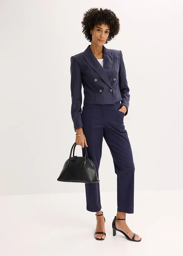 Satengbukse med tapered fit, bonprix