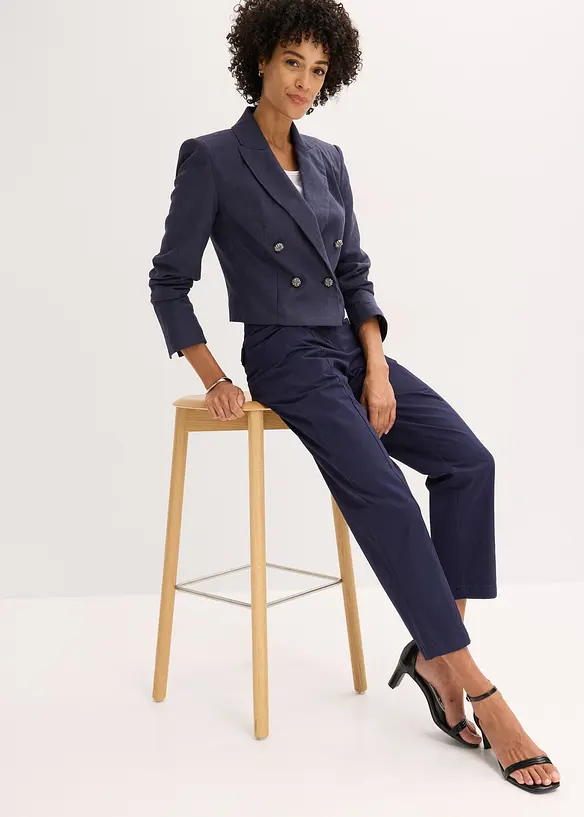 Satengbukse med tapered fit, bonprix