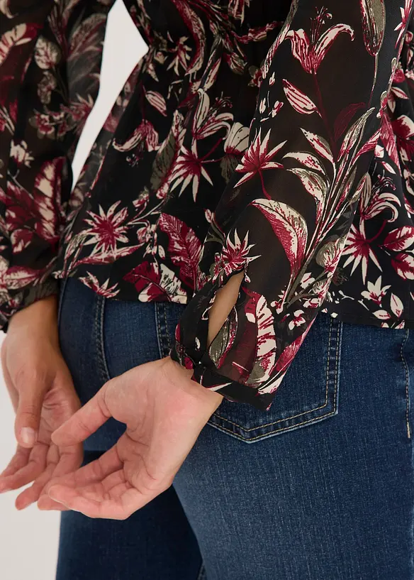 Chiffonbluse med sløyfe, bonprix