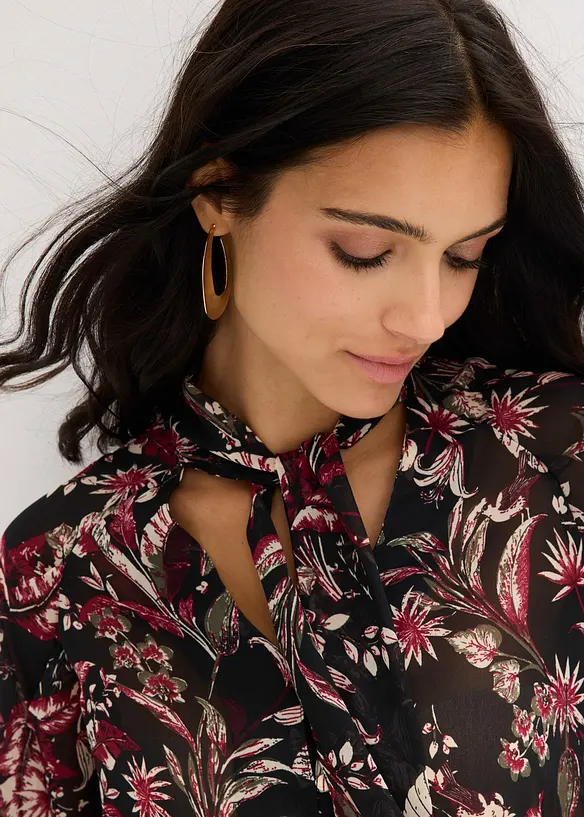 Chiffonbluse med sløyfe, bonprix