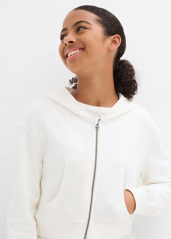 Sweatjakke med hette av 100% økologisk bomull, bonprix