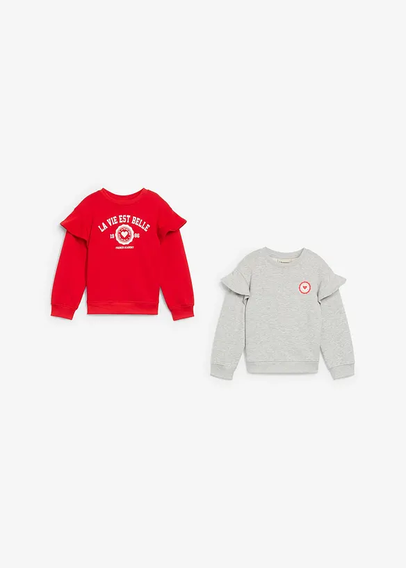 Sweatshirt av myk økologisk bomull (2-pack), bonprix