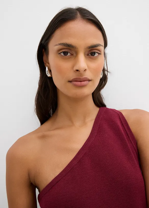 Off shoulder-strikket topp i viskosemiks, bonprix