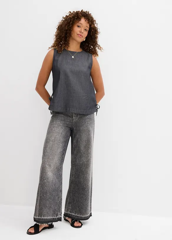 Wide Leg-jeans High Waist, cropped, bonprix