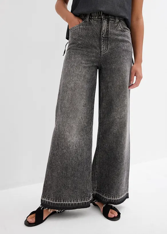 Wide Leg-jeans High Waist, cropped, bonprix
