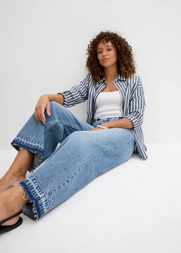 Wide Leg-jeans High Waist, cropped, bonprix