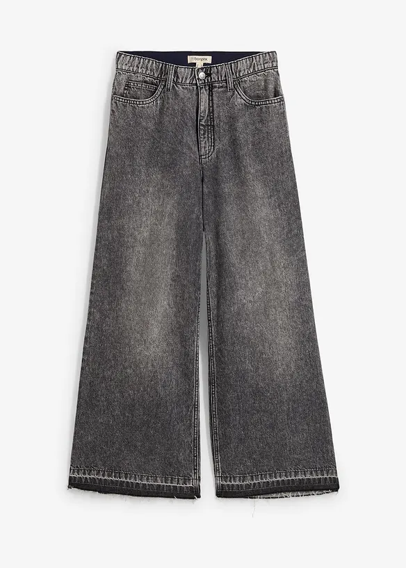 Wide Leg-jeans High Waist, cropped, bonprix