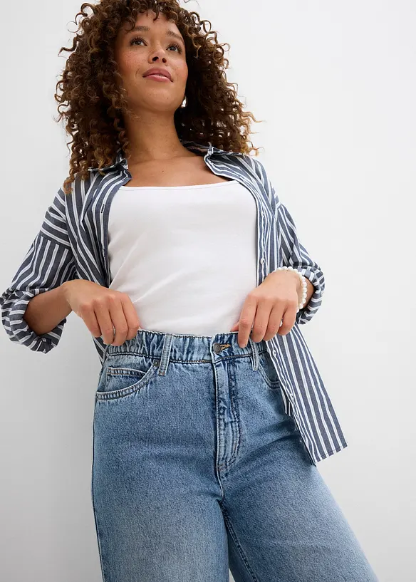 Wide Leg-jeans High Waist, cropped, bonprix