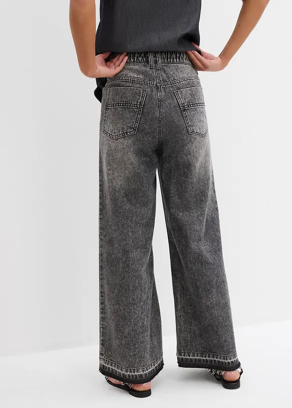 Wide Leg-jeans High Waist, cropped, bonprix