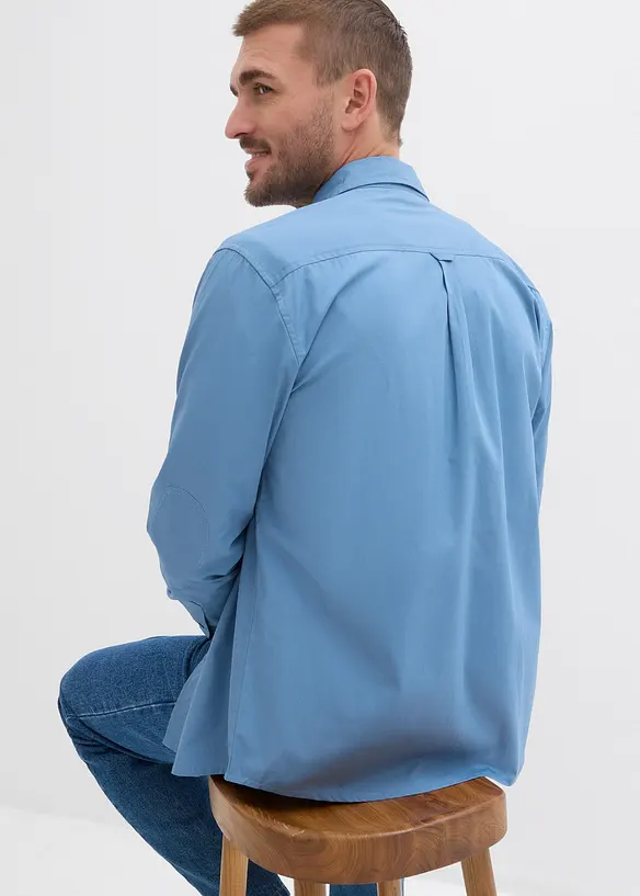Langarmet skjorte av 100% bomull med patches, bonprix