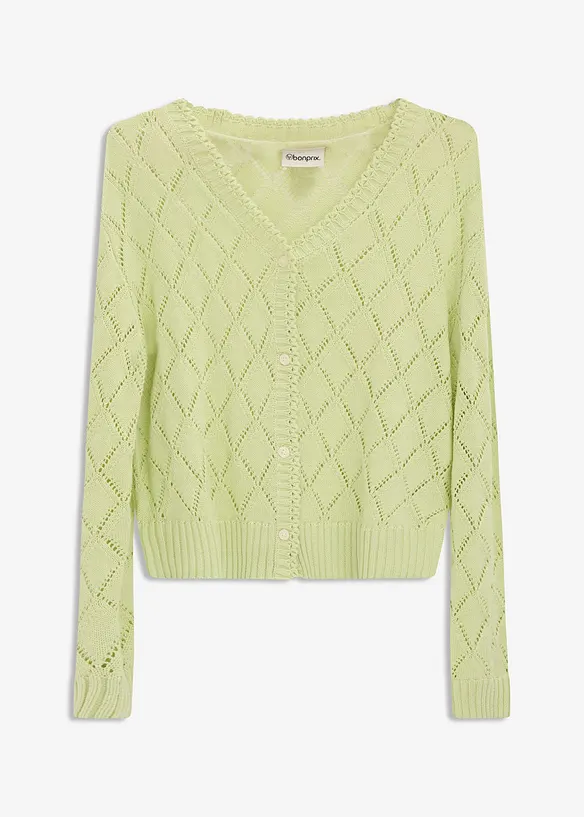 Cardigan med hullmønster, bonprix