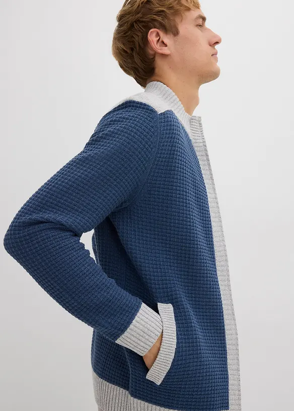 Grovstrikket cardigan med ståkrage, bonprix