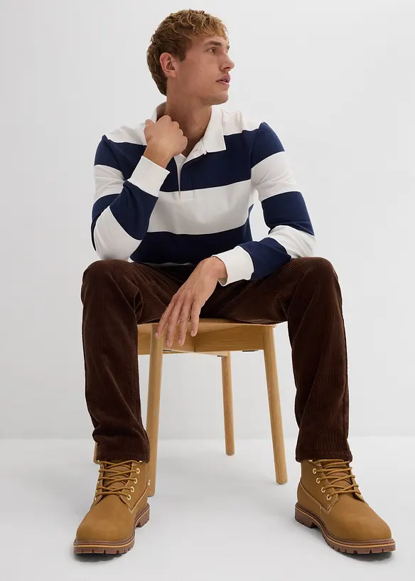 Slim Fit-kordfløyelsbukse med stretch og komfortsnitt, bonprix