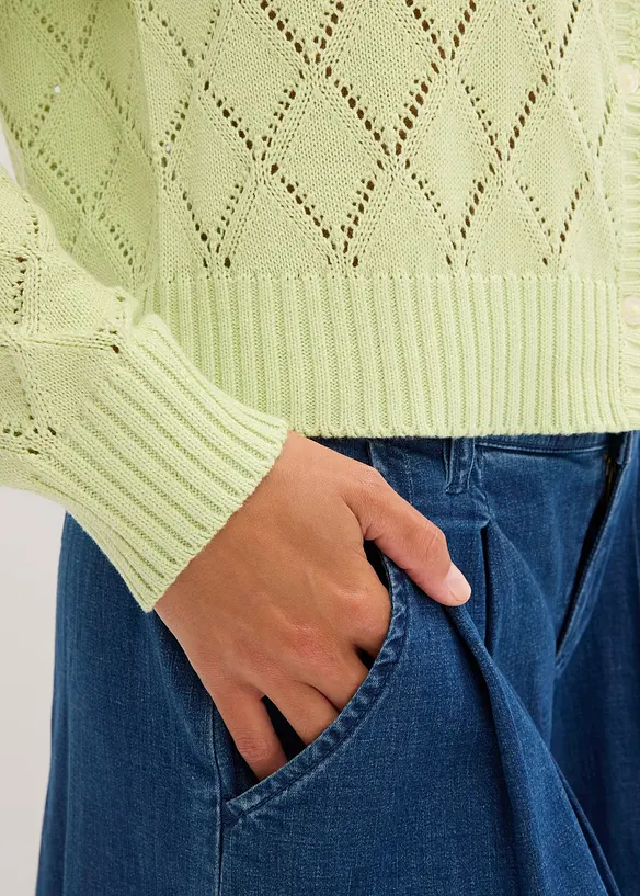 Cardigan med hullmønster, bonprix