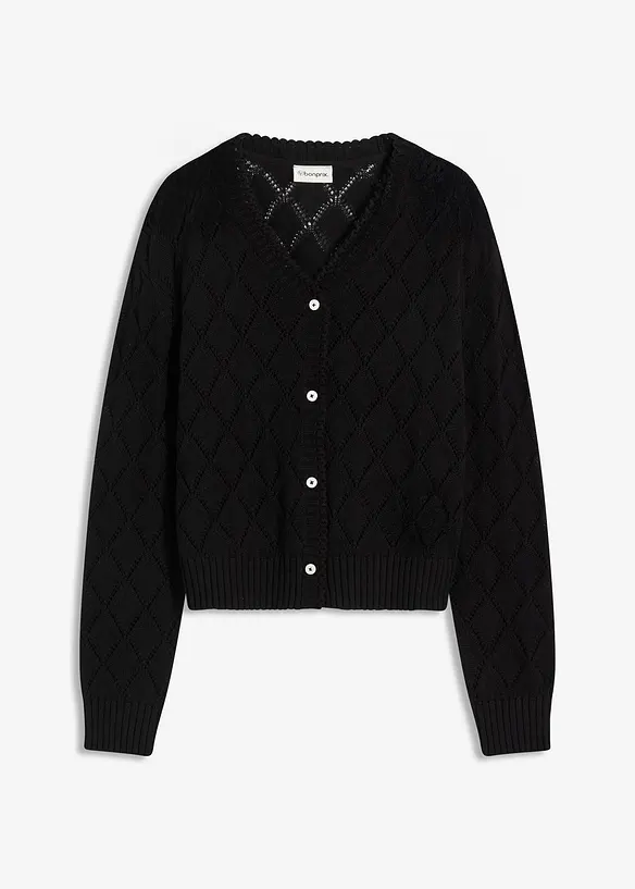 Cardigan med hullmønster, bonprix