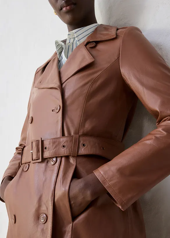Skinnjakke i lammenappa og trenchcoat-modell, bonprix
