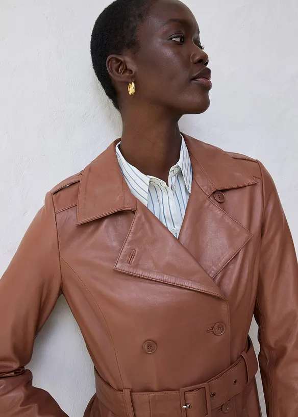 Skinnjakke i lammenappa og trenchcoat-modell, bonprix