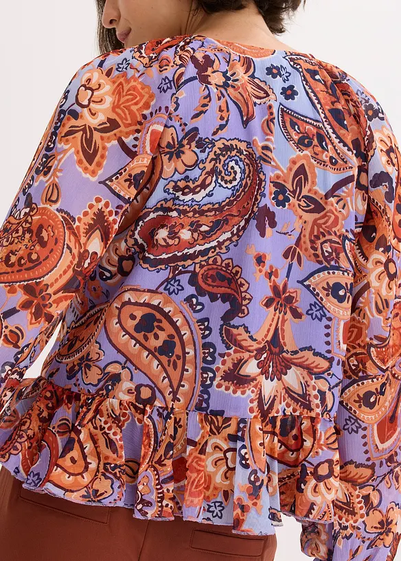 Chiffonbluse med volanger, bonprix