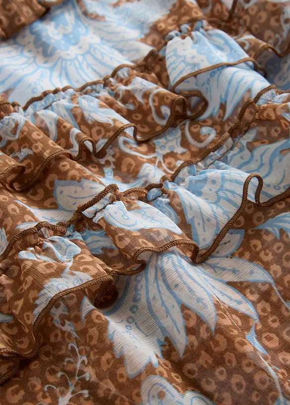 Chiffonbluse med rysjer, bonprix