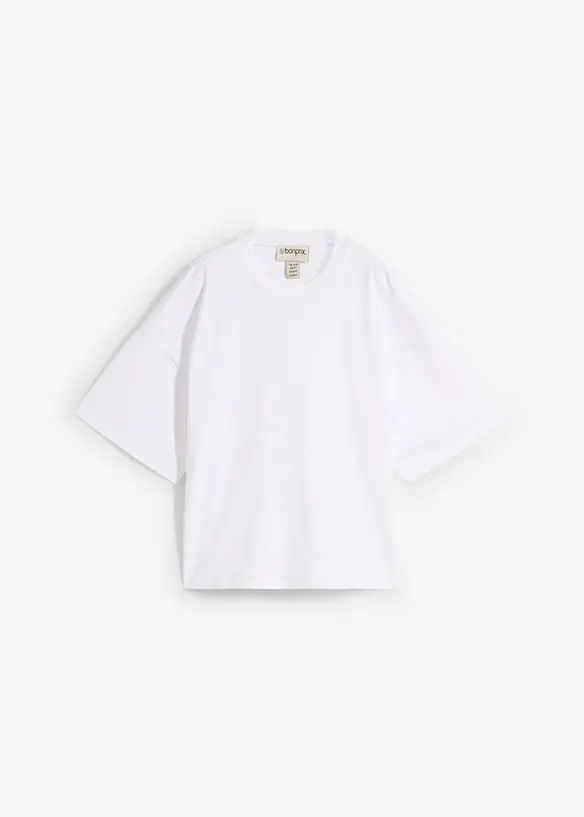 Oversized topp i formstabil, 100% økologisk bomull, bonprix