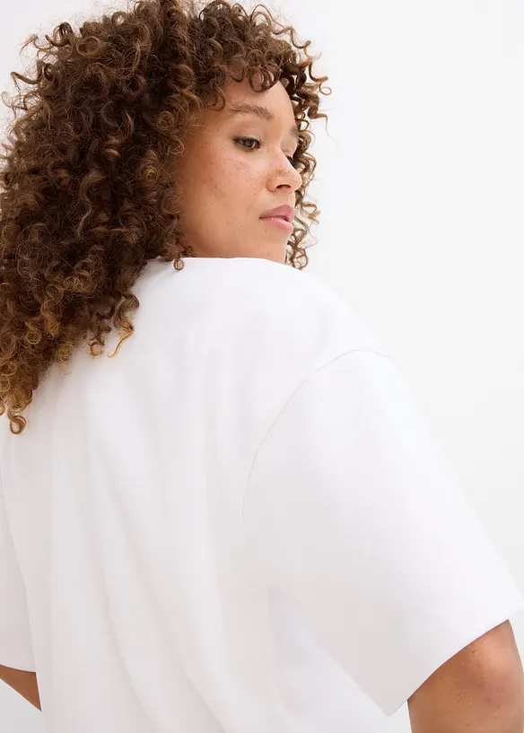 Oversized topp i formstabil, 100% økologisk bomull, bonprix