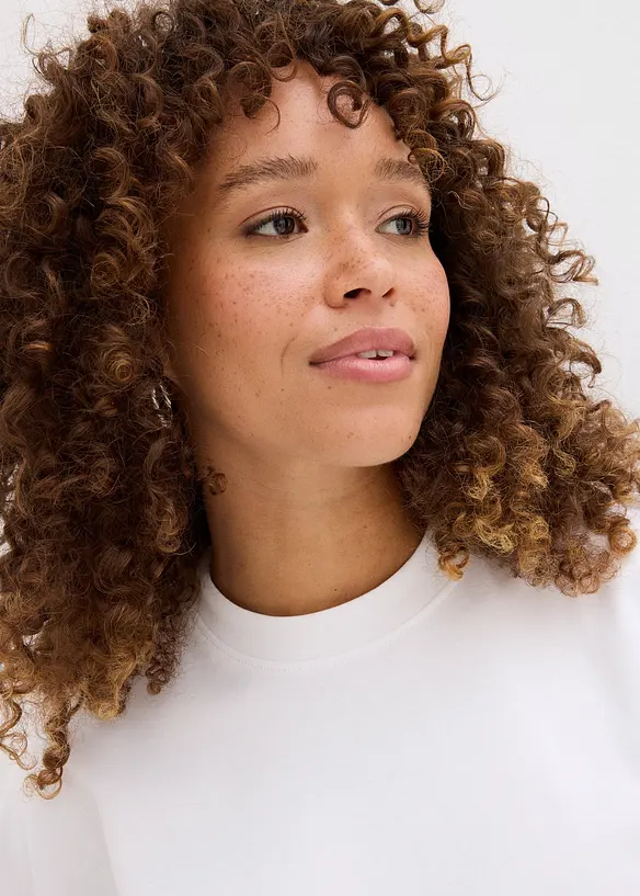Oversized topp i formstabil, 100% økologisk bomull, bonprix